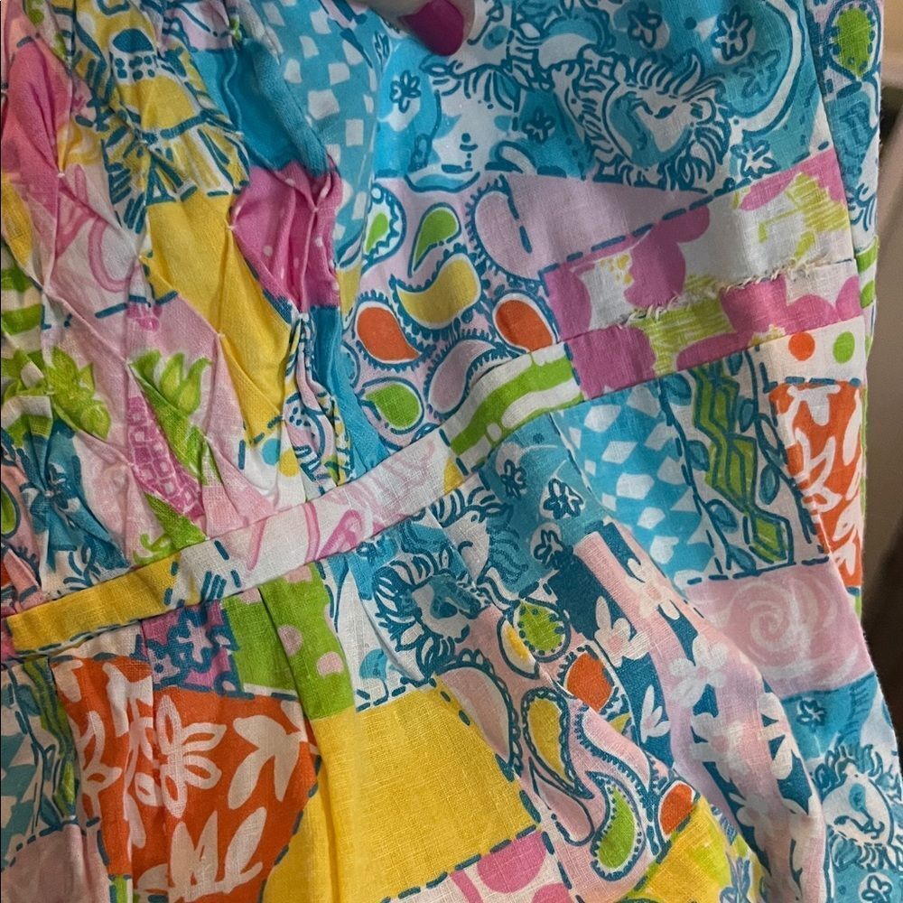 Lilly Pulitzer Gynneth Loco Patch Strapless Patchwork Dress Size 2 - Picture 8 of 9